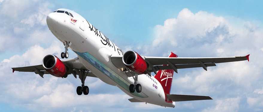 O avião com fundo de vidro da Virgin